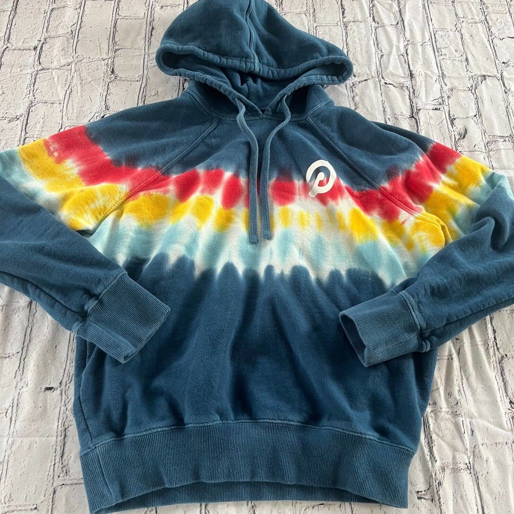 Peloton Spiritual x Gangster Tie Dye Hoodie Pullover S Blue Pink Yellow - Picture 2 of 5